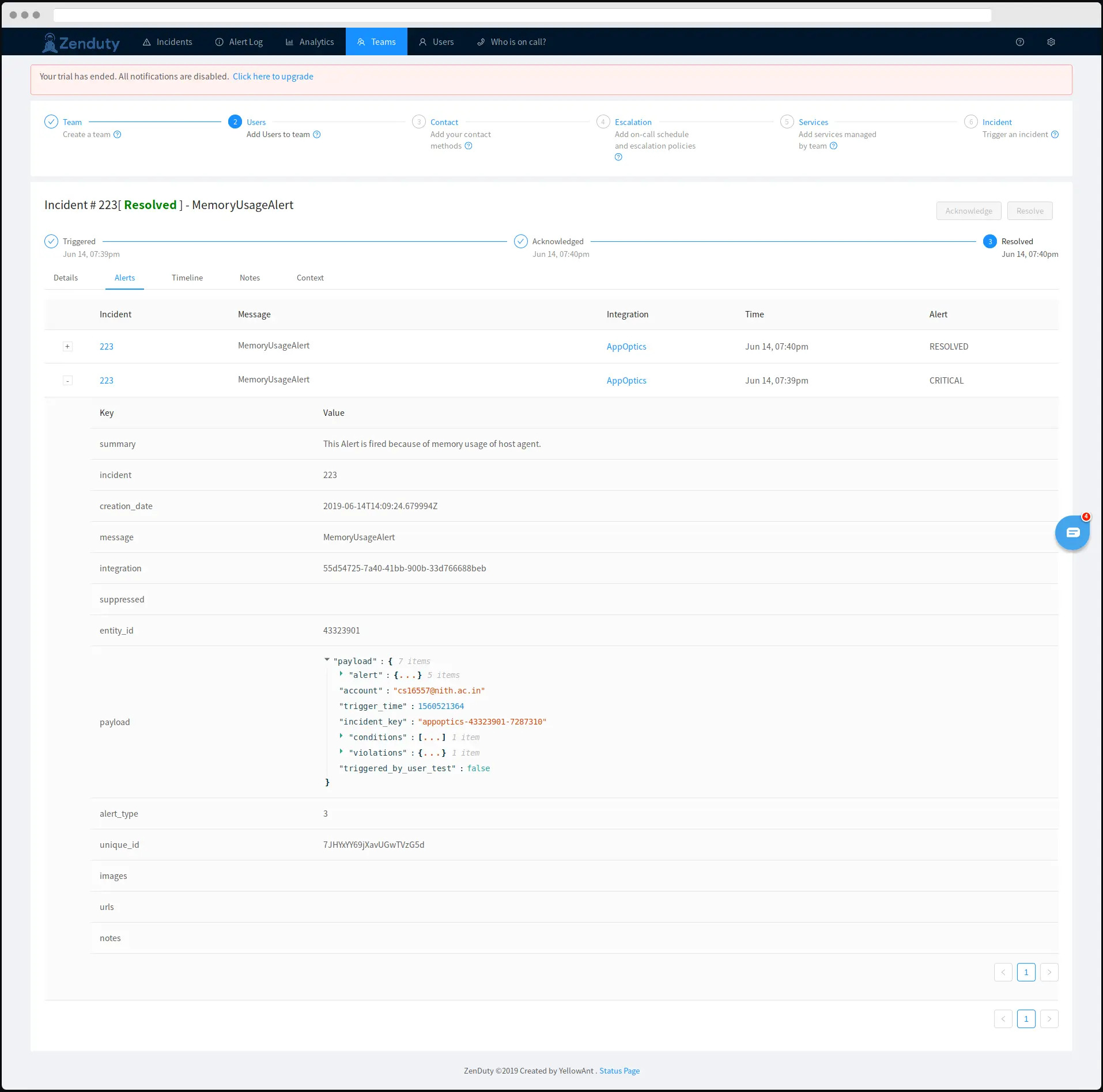 AppOptics Incident Management